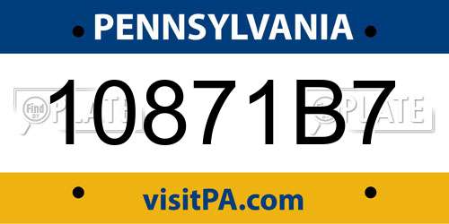 10871B7 Pennsylvania License Plate