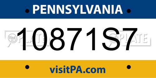 10871S7 Pennsylvania License Plate