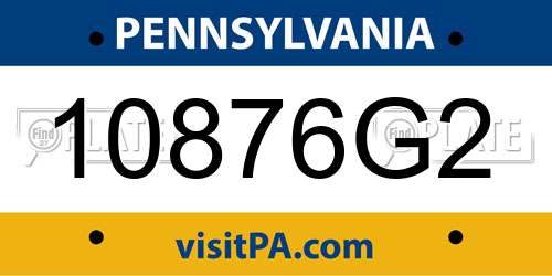 10876G2 Pennsylvania License Plate