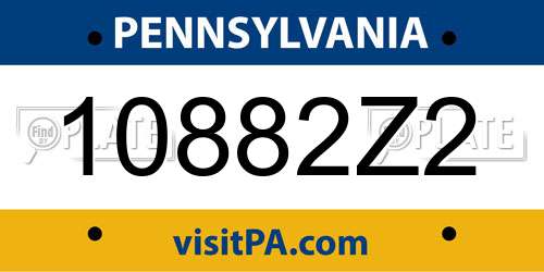 10882Z2 Pennsylvania License Plate