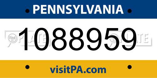 1088959 Pennsylvania License Plate
