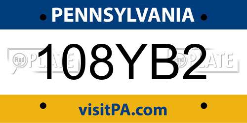 108YB2 Pennsylvania License Plate