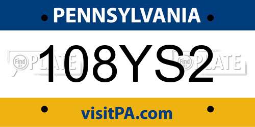 108YS2 Pennsylvania License Plate