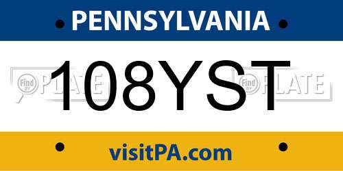 108YST Pennsylvania License Plate