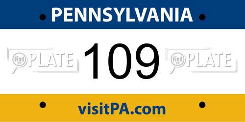109 Pennsylvania License Plate