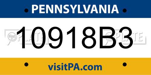 10918B3 Pennsylvania License Plate