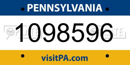 1098596 Pennsylvania License Plate