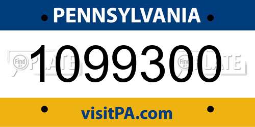 1099300 Pennsylvania License Plate