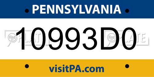 10993D0 Pennsylvania License Plate