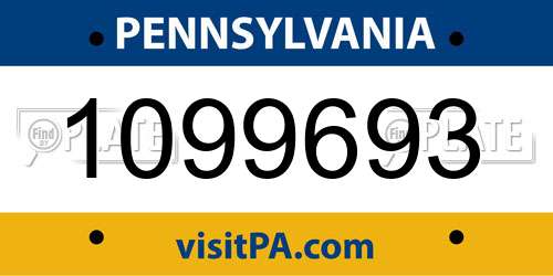 1099693 Pennsylvania License Plate