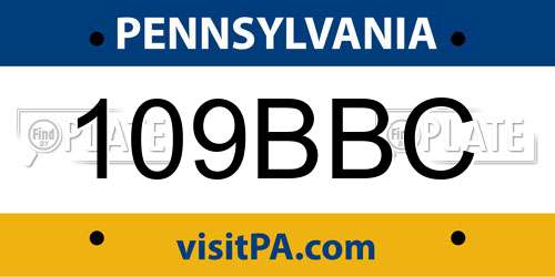 109BBC Pennsylvania License Plate