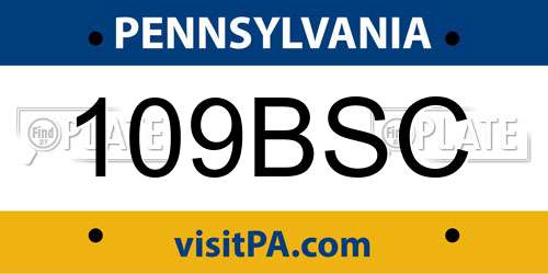 109BSC Pennsylvania License Plate
