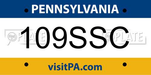 109SSC Pennsylvania License Plate
