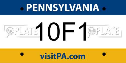 10F1 Pennsylvania License Plate