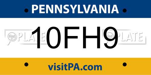 10FH9 Pennsylvania License Plate