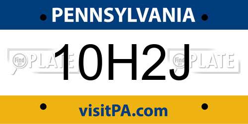10H2J Pennsylvania License Plate