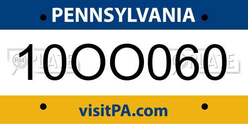 10OO060 Pennsylvania License Plate
