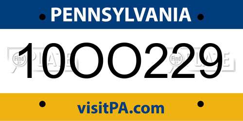 10OO229 Pennsylvania License Plate