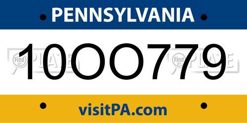 10OO779 Pennsylvania License Plate