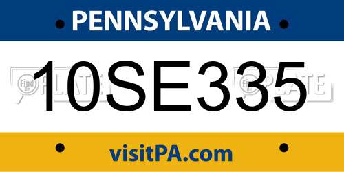 10SE335 Pennsylvania License Plate