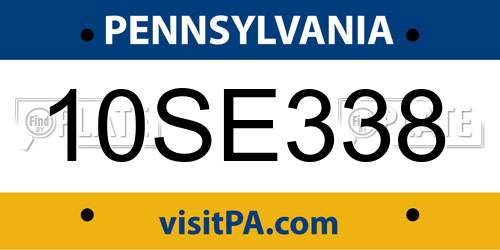 10SE338 Pennsylvania License Plate