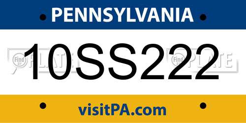 10SS222 Pennsylvania License Plate