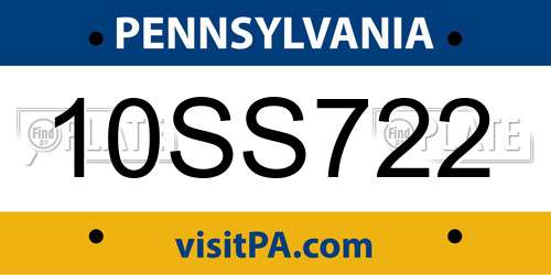 10SS722 Pennsylvania License Plate