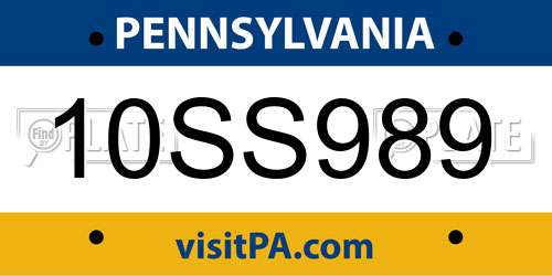 10SS989 Pennsylvania License Plate