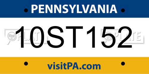 10ST152 Pennsylvania License Plate