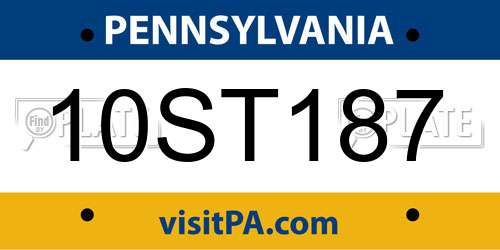 10ST187 Pennsylvania License Plate
