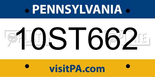 10ST662 Pennsylvania License Plate