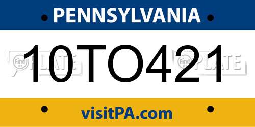 10TO421 Pennsylvania License Plate