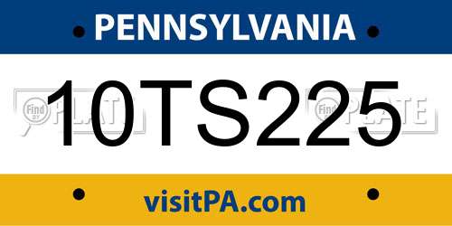 10TS225 Pennsylvania License Plate