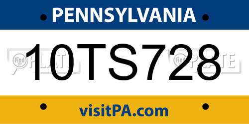 10TS728 Pennsylvania License Plate