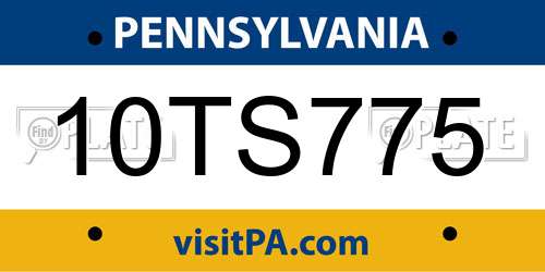 10TS775 Pennsylvania License Plate