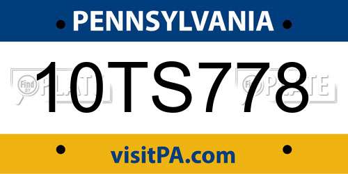 10TS778 Pennsylvania License Plate