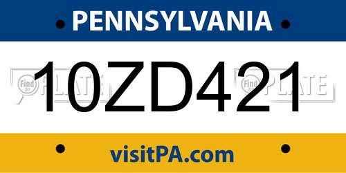 10ZD421 Pennsylvania License Plate