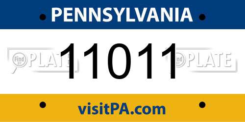 11011 Pennsylvania License Plate