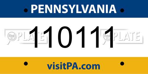 110111 Pennsylvania License Plate