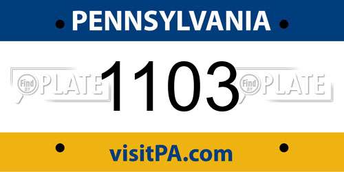 1103 Pennsylvania License Plate