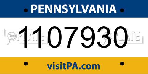 1107930 Pennsylvania License Plate