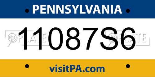 11087S6 Pennsylvania License Plate