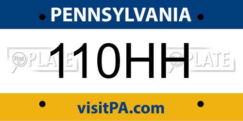 110HH Pennsylvania License Plate