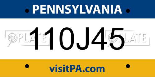 110J45 Pennsylvania License Plate