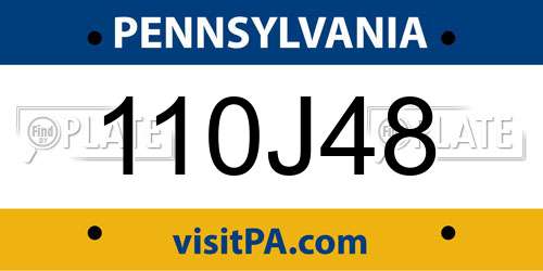 110J48 Pennsylvania License Plate