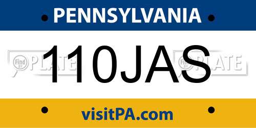 110JAS Pennsylvania License Plate