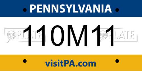 110M11 Pennsylvania License Plate