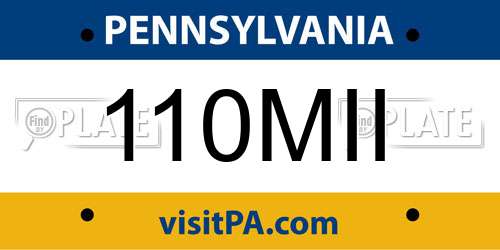 110MII Pennsylvania License Plate