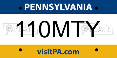 110MTY Pennsylvania License Plate