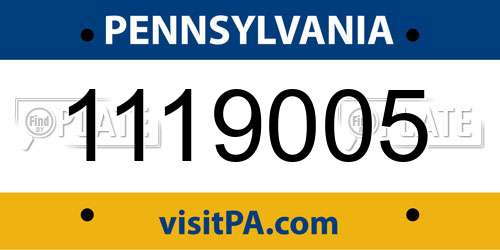 1119005 Pennsylvania License Plate